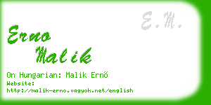 erno malik business card